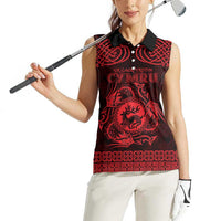 Personalized Carmarthenshire Sir Gaerfyrddin Women Sleeveless Polo Shirt Red Deer Stag Celtic-inspired - Wonder Print Shop