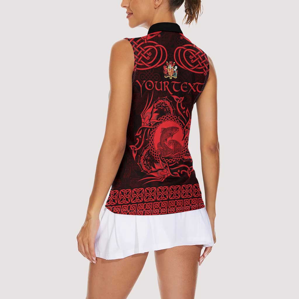 Personalized Carmarthenshire Sir Gaerfyrddin Women Sleeveless Polo Shirt Red Deer Stag Celtic-inspired - Wonder Print Shop