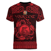 Personalized Carmarthenshire Sir Gaerfyrddin Women V-Neck T-Shirt Red Deer Stag Celtic-inspired - Wonder Print Shop