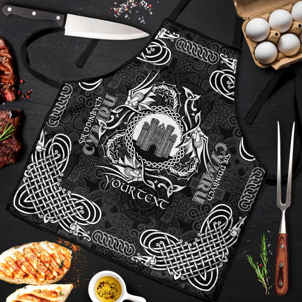 Personalized Denbighshire Sir Ddinbych Apron Black Gatehouse Denbigh Castle Celtic-inspired - Wonder Print Shop