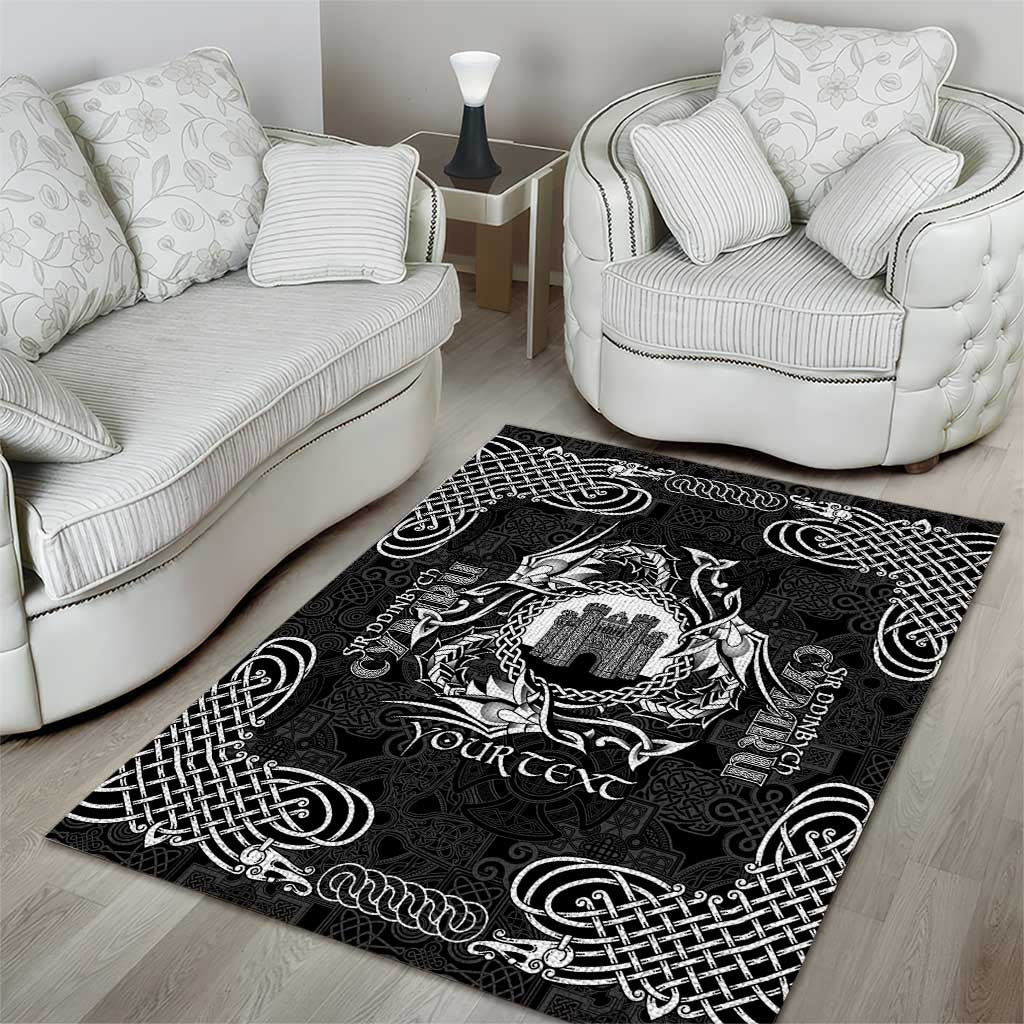 Personalized Denbighshire Sir Ddinbych Area Rug Black Gatehouse Denbigh Castle Celtic-inspired - Wonder Print Shop