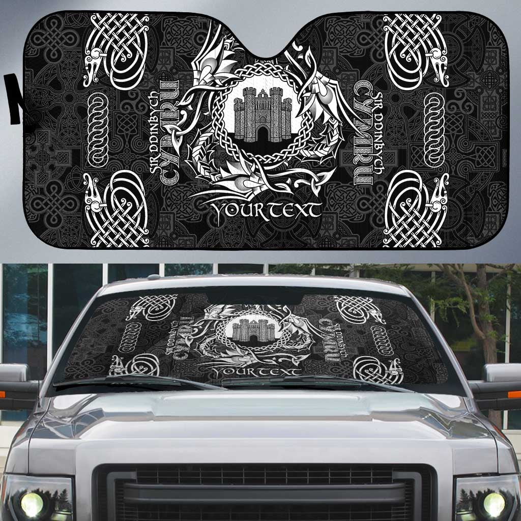 Personalized Denbighshire Sir Ddinbych Auto Sun Shade Black Gatehouse Denbigh Castle Celtic-inspired - Wonder Print Shop