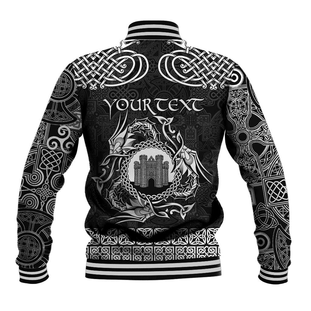 Personalized Denbighshire Sir Ddinbych Baseball Jacket Black Gatehouse Denbigh Castle Celtic-inspired - Wonder Print Shop