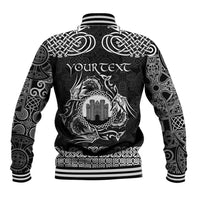 Personalized Denbighshire Sir Ddinbych Baseball Jacket Black Gatehouse Denbigh Castle Celtic-inspired - Wonder Print Shop