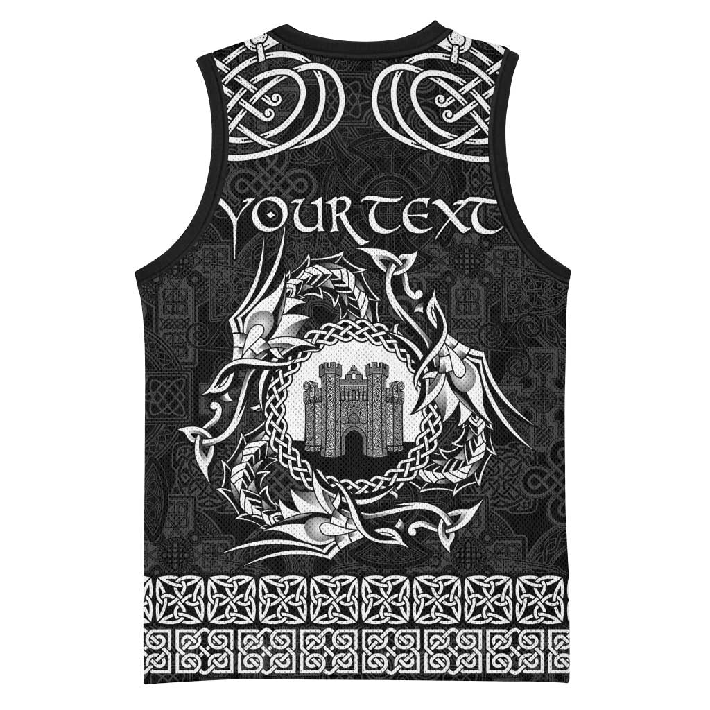 Personalized Denbighshire Sir Ddinbych Basketball Jersey Black Gatehouse Denbigh Castle Celtic-inspired - Wonder Print Shop