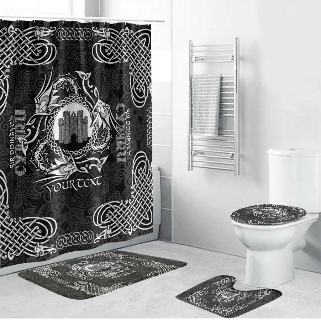 Personalized Denbighshire Sir Ddinbych Bathroom Set Black Gatehouse Denbigh Castle Celtic-inspired - Wonder Print Shop