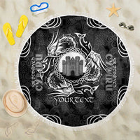 Personalized Denbighshire Sir Ddinbych Beach Blanket Black Gatehouse Denbigh Castle Celtic-inspired - Wonder Print Shop