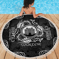Personalized Denbighshire Sir Ddinbych Beach Blanket Black Gatehouse Denbigh Castle Celtic-inspired - Wonder Print Shop
