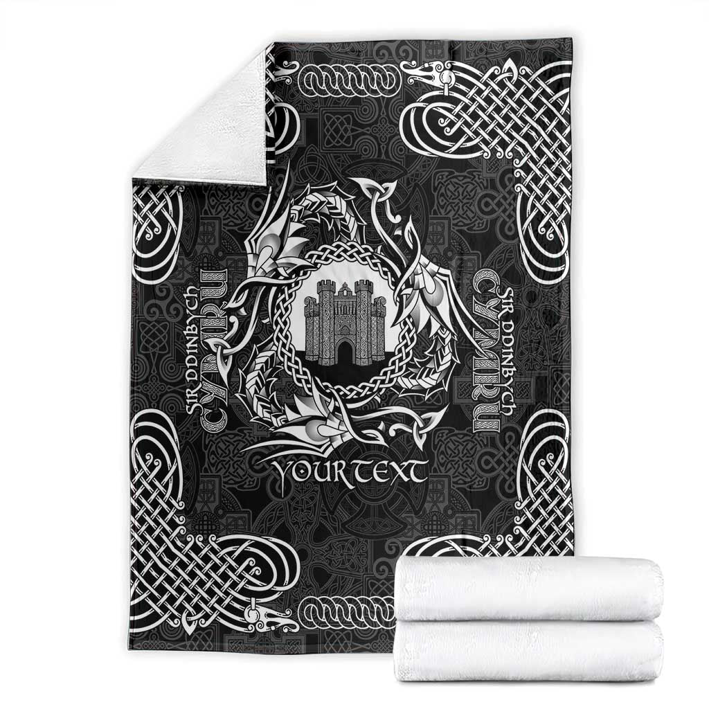 Personalized Denbighshire Sir Ddinbych Blanket Black Gatehouse Denbigh Castle Celtic-inspired - Wonder Print Shop