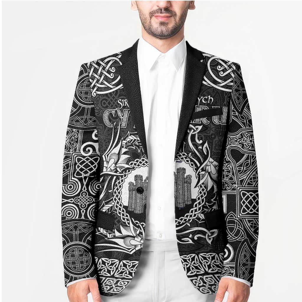 Personalized Denbighshire Sir Ddinbych Blazer Black Gatehouse Denbigh Castle Celtic-inspired - Wonder Print Shop