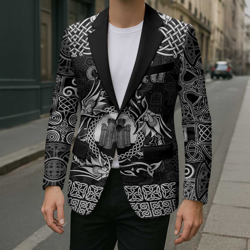 Personalized Denbighshire Sir Ddinbych Blazer Black Gatehouse Denbigh Castle Celtic-inspired - Wonder Print Shop