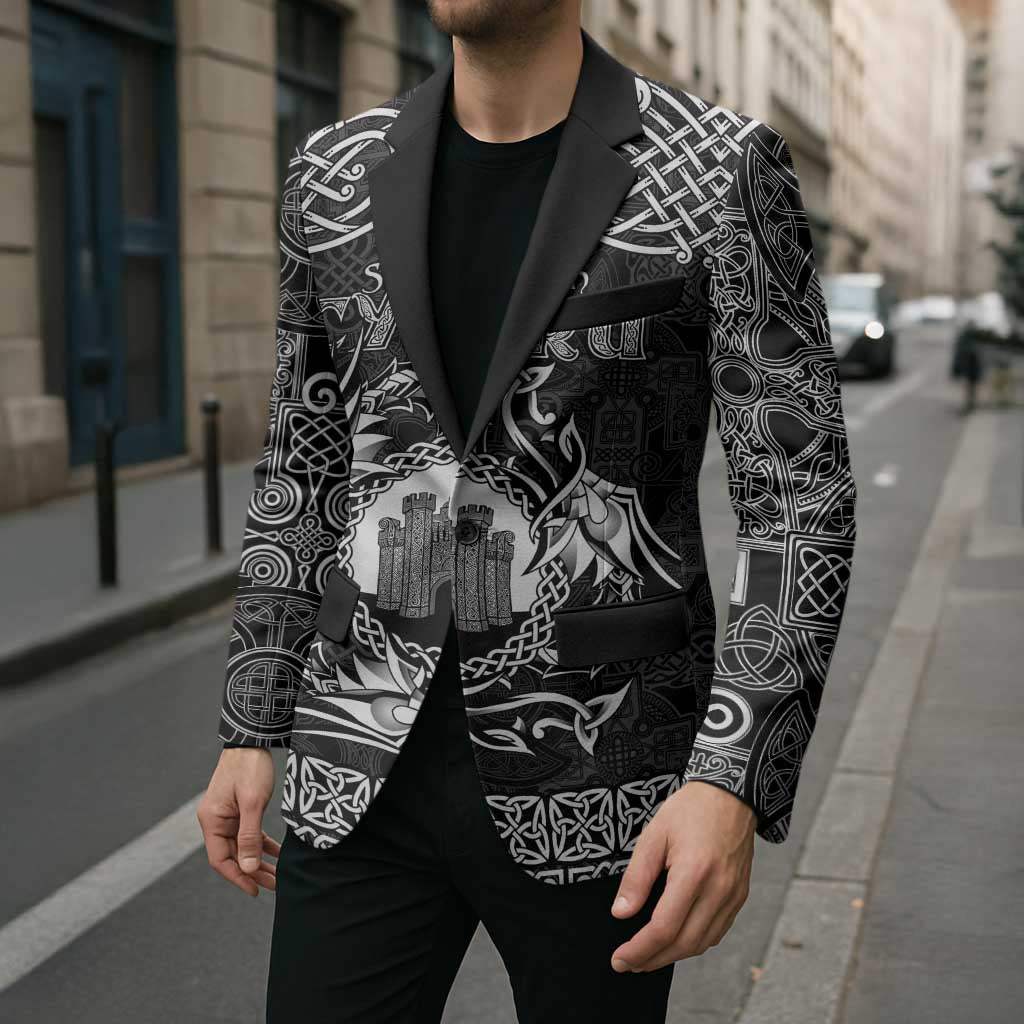 Personalized Denbighshire Sir Ddinbych Blazer Black Gatehouse Denbigh Castle Celtic-inspired - Wonder Print Shop