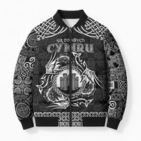 Personalized Denbighshire Sir Ddinbych Bomber Puffer Jacket Black Gatehouse Denbigh Castle Celtic-inspired - Wonder Print Shop