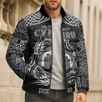 Personalized Denbighshire Sir Ddinbych Bomber Puffer Jacket Black Gatehouse Denbigh Castle Celtic-inspired - Wonder Print Shop