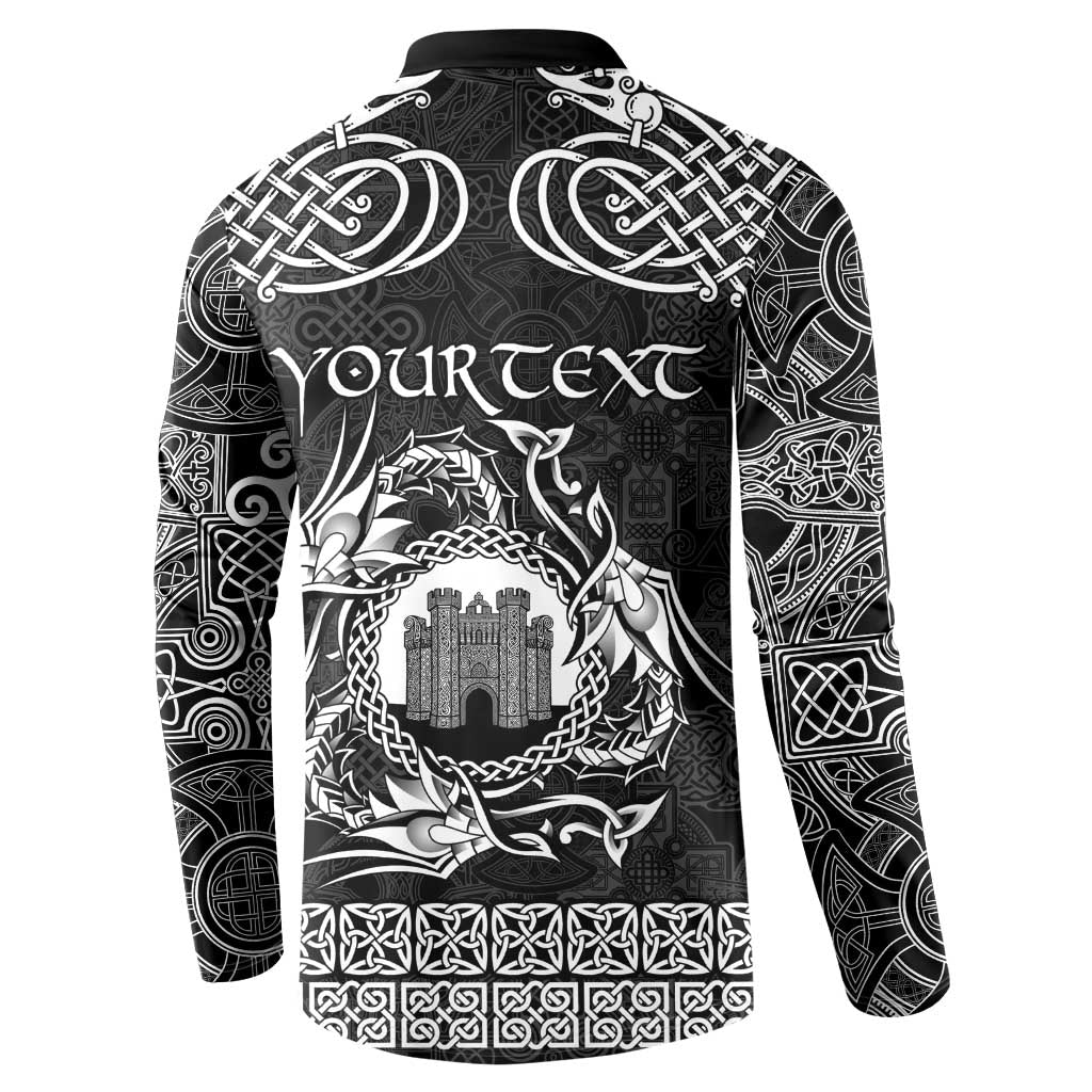 Personalized Denbighshire Sir Ddinbych Button Sweatshirt Black Gatehouse Denbigh Castle Celtic-inspired - Wonder Print Shop