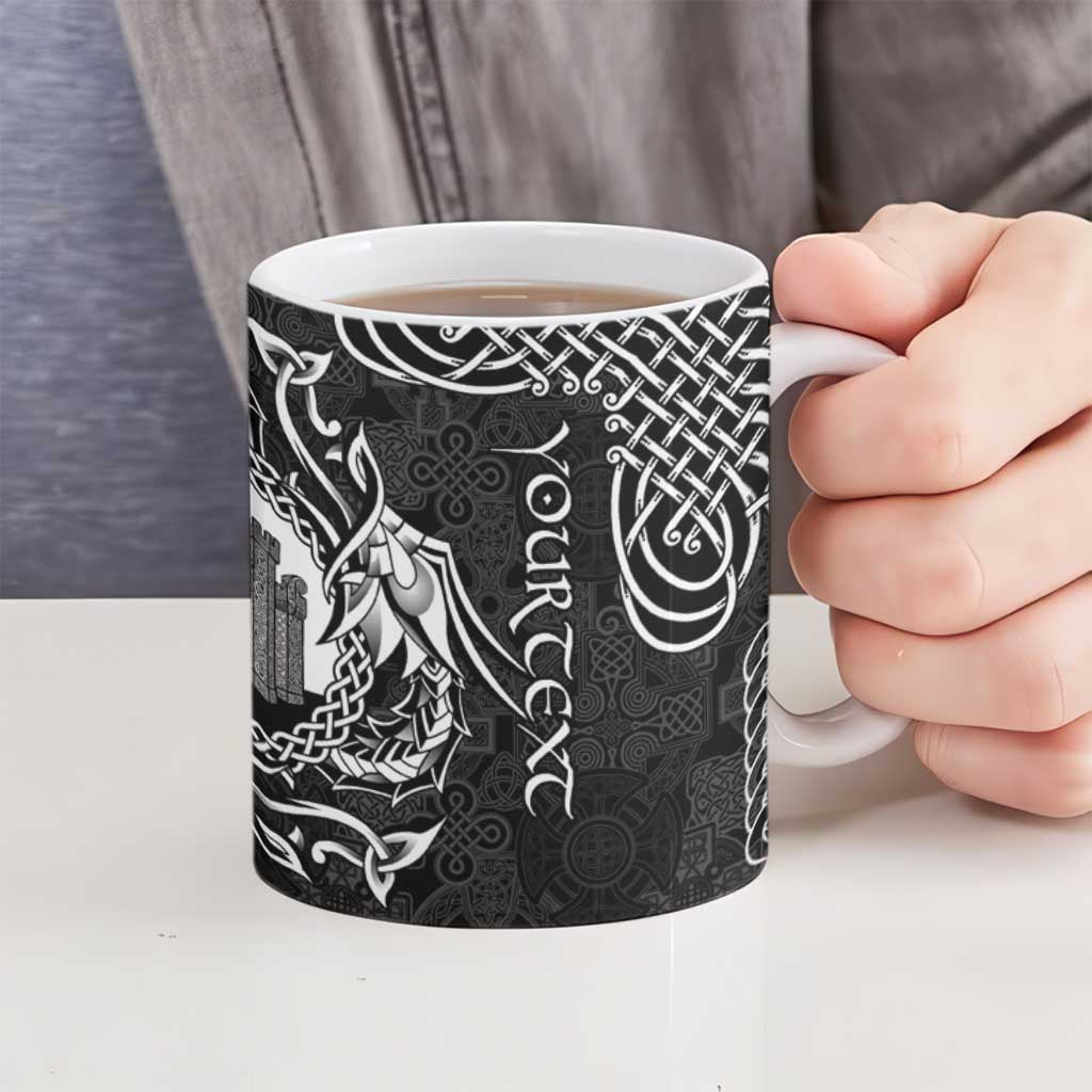 Personalized Denbighshire Sir Ddinbych Ceramic Mug Black Gatehouse Denbigh Castle Celtic-inspired - Wonder Print Shop