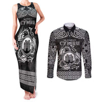 Personalized Denbighshire Sir Ddinbych Couples Matching Tank Maxi Dress and Long Sleeve Button Shirt Black Gatehouse Denbigh Castle Celtic-inspired - Wonder Print Shop