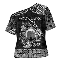 Personalized Denbighshire Sir Ddinbych Cross Shoulder Shirt Black Gatehouse Denbigh Castle Celtic-inspired - Wonder Print Shop