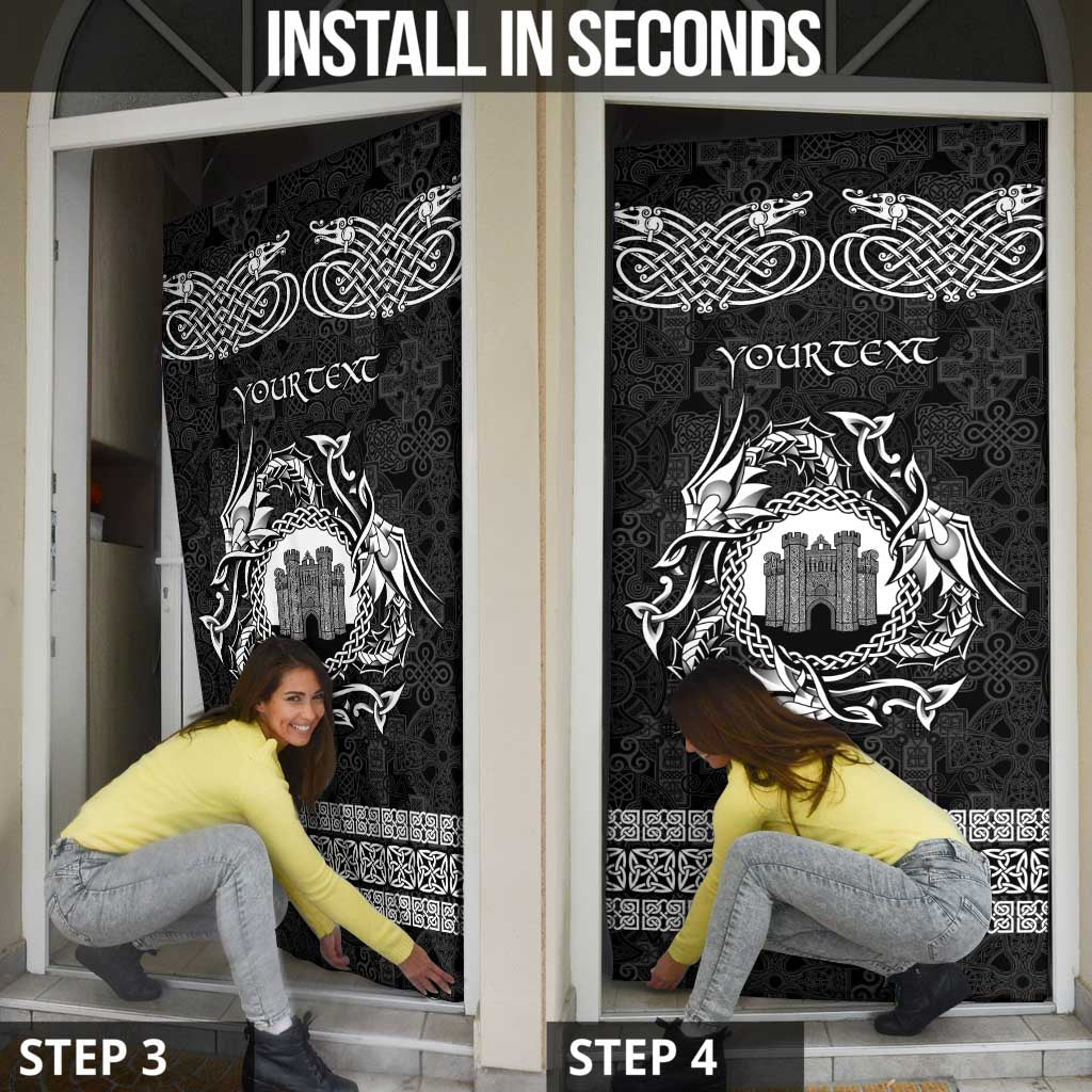 Personalized Denbighshire Sir Ddinbych Door Cover Black Gatehouse Denbigh Castle Celtic-inspired - Wonder Print Shop