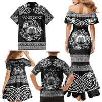 Personalized Denbighshire Sir Ddinbych Family Matching Mermaid Dress and Hawaiian Shirt Black Gatehouse Denbigh Castle Celtic-inspired - Wonder Print Shop