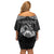 Personalized Denbighshire Sir Ddinbych Family Matching Off Shoulder Short Dress and Hawaiian Shirt Black Gatehouse Denbigh Castle Celtic-inspired - Wonder Print Shop