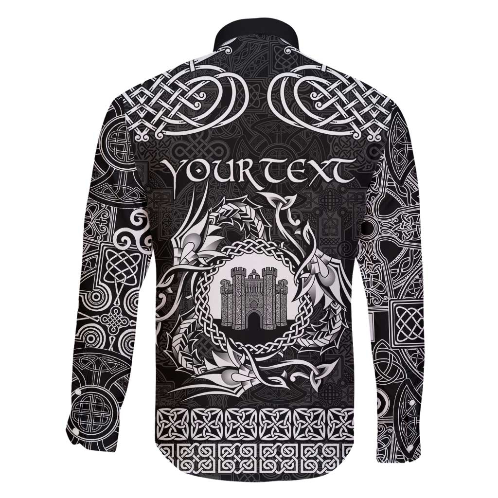 Personalized Denbighshire Sir Ddinbych Family Matching Puletasi and Hawaiian Shirt Black Gatehouse Denbigh Castle Celtic-inspired - Wonder Print Shop