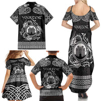 Personalized Denbighshire Sir Ddinbych Family Matching Summer Maxi Dress and Hawaiian Shirt Black Gatehouse Denbigh Castle Celtic-inspired - Wonder Print Shop