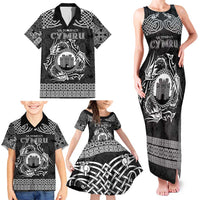 Personalized Denbighshire Sir Ddinbych Family Matching Tank Maxi Dress and Hawaiian Shirt Black Gatehouse Denbigh Castle Celtic-inspired - Wonder Print Shop