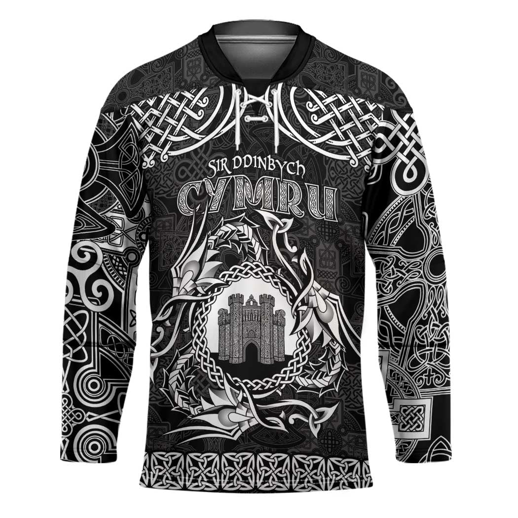 Personalized Denbighshire Sir Ddinbych Hockey Jersey Black Gatehouse Denbigh Castle Celtic-inspired - Wonder Print Shop