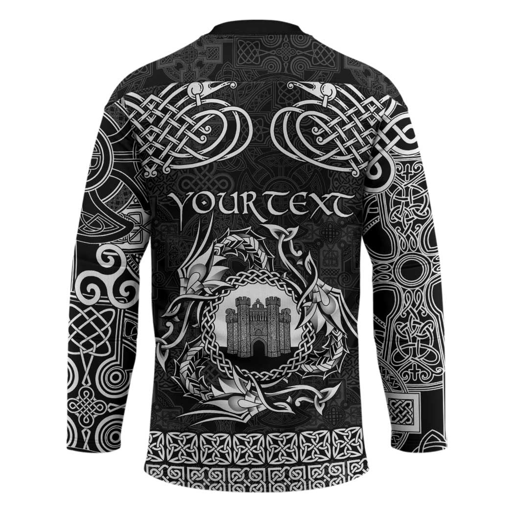 Personalized Denbighshire Sir Ddinbych Hockey Jersey Black Gatehouse Denbigh Castle Celtic-inspired - Wonder Print Shop