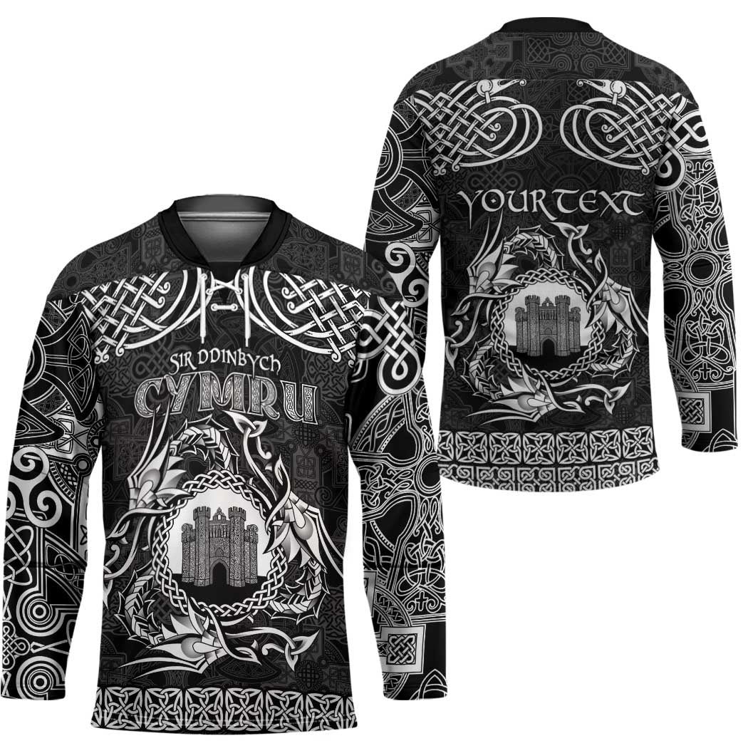 Personalized Denbighshire Sir Ddinbych Hockey Jersey Black Gatehouse Denbigh Castle Celtic-inspired - Wonder Print Shop