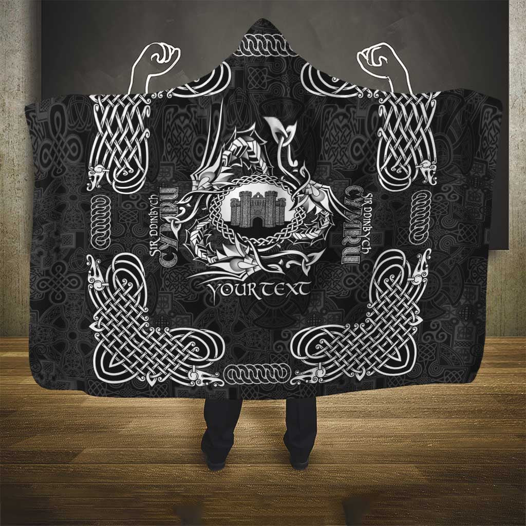 Personalized Denbighshire Sir Ddinbych Hooded Blanket Black Gatehouse Denbigh Castle Celtic-inspired - Wonder Print Shop