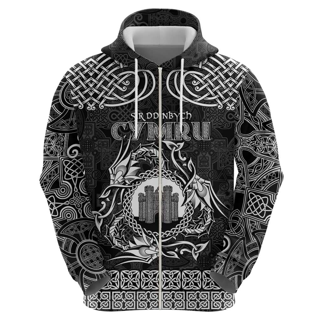 Personalized Denbighshire Sir Ddinbych Hoodie Black Gatehouse Denbigh Castle Celtic-inspired - Wonder Print Shop