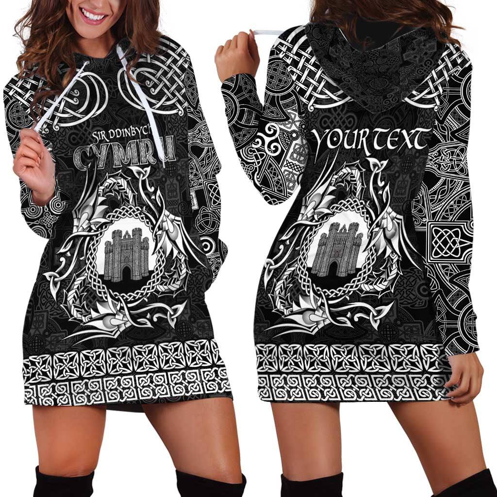 Personalized Denbighshire Sir Ddinbych Hoodie Dress Black Gatehouse Denbigh Castle Celtic-inspired - Wonder Print Shop