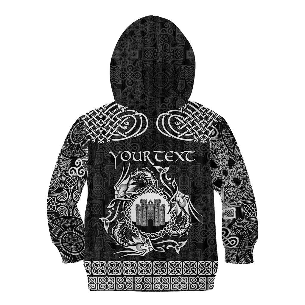 Personalized Denbighshire Sir Ddinbych Kid Hoodie Black Gatehouse Denbigh Castle Celtic-inspired - Wonder Print Shop