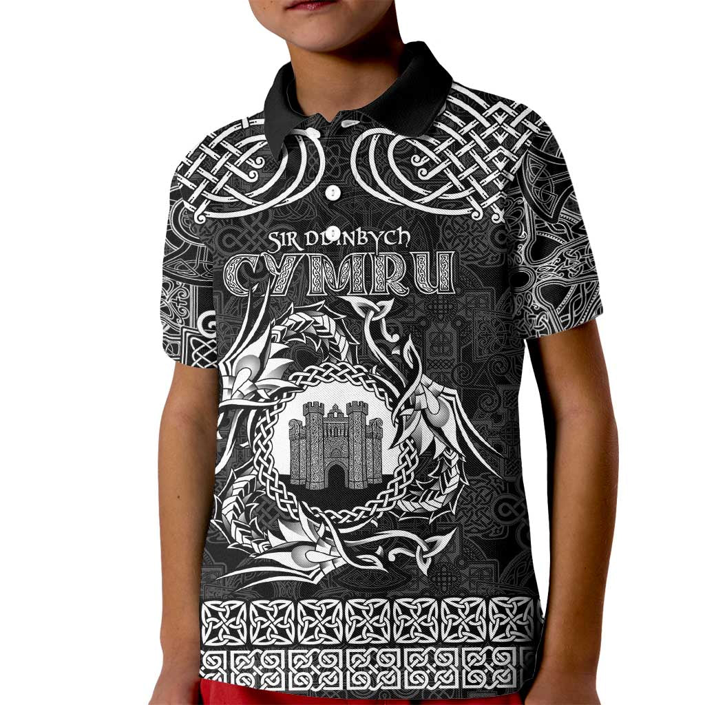 Personalized Denbighshire Sir Ddinbych Kid Polo Shirt Black Gatehouse Denbigh Castle Celtic-inspired - Wonder Print Shop