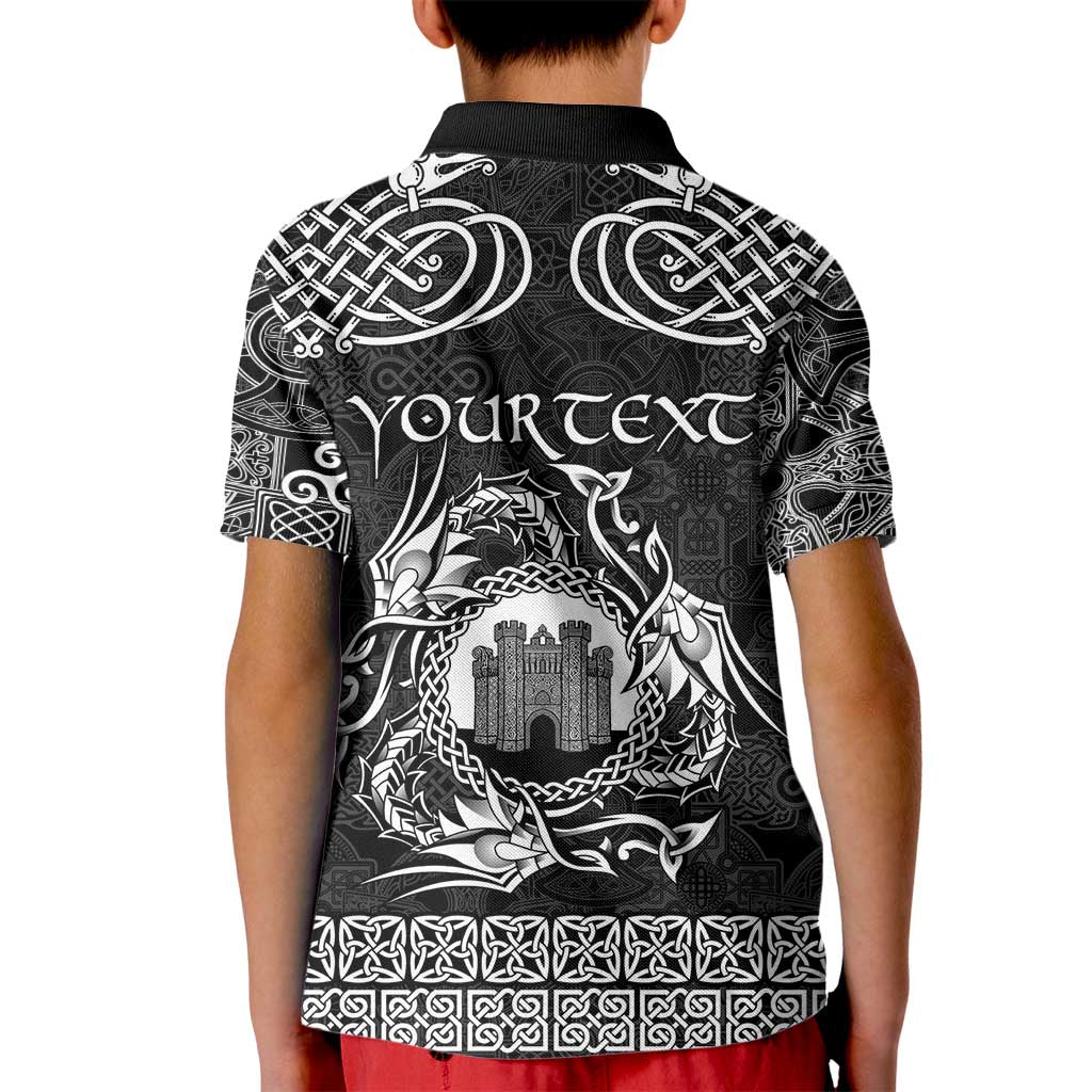 Personalized Denbighshire Sir Ddinbych Kid Polo Shirt Black Gatehouse Denbigh Castle Celtic-inspired - Wonder Print Shop