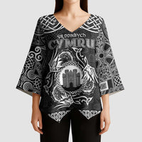 Personalized Denbighshire Sir Ddinbych Kimono Sleeve Blouse Black Gatehouse Denbigh Castle Celtic-inspired - Wonder Print Shop