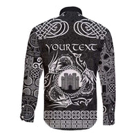 Personalized Denbighshire Sir Ddinbych Long Sleeve Button Shirt Black Gatehouse Denbigh Castle Celtic-inspired - Wonder Print Shop