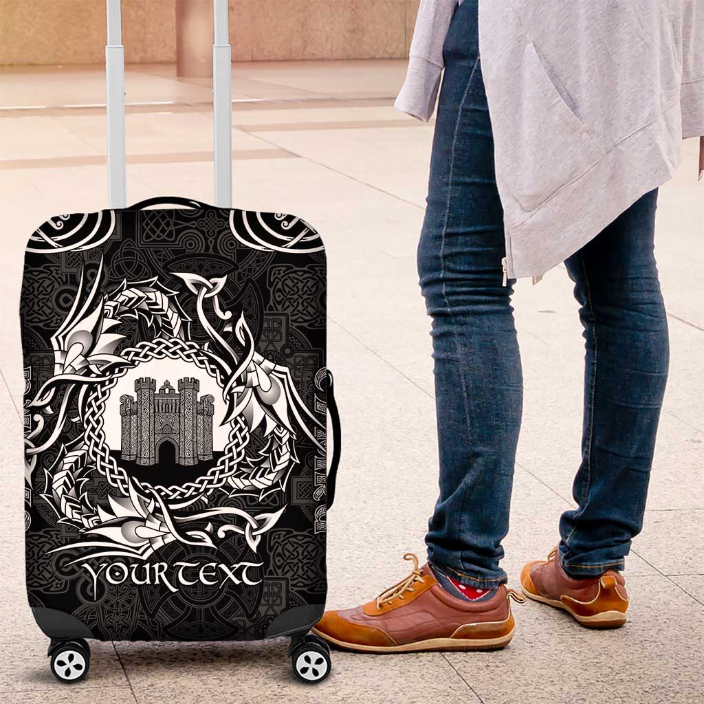 Personalized Denbighshire Sir Ddinbych Luggage Cover Black Gatehouse Denbigh Castle Celtic-inspired - Wonder Print Shop