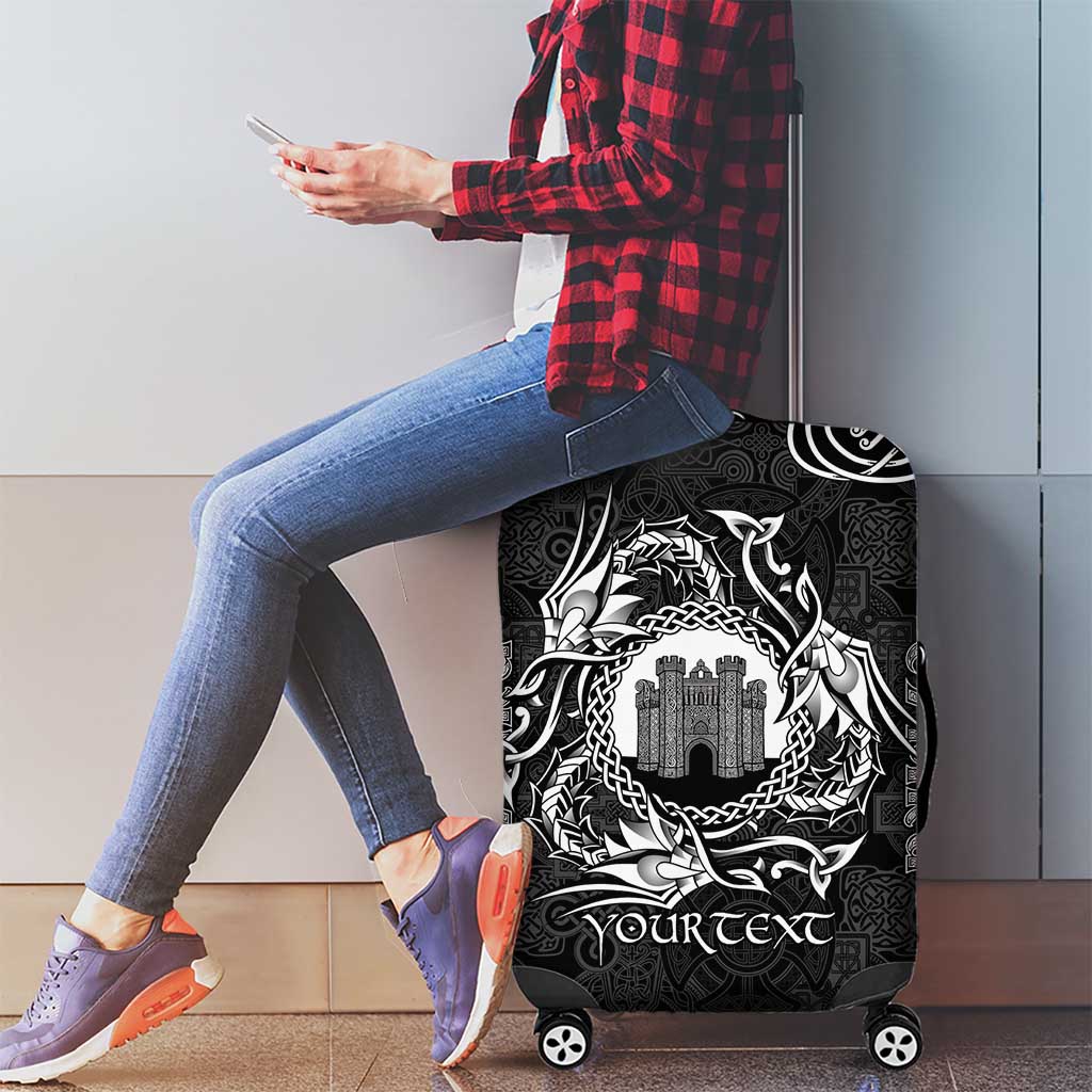 Personalized Denbighshire Sir Ddinbych Luggage Cover Black Gatehouse Denbigh Castle Celtic-inspired - Wonder Print Shop
