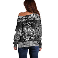 Personalized Denbighshire Sir Ddinbych Off Shoulder Sweater Black Gatehouse Denbigh Castle Celtic-inspired - Wonder Print Shop