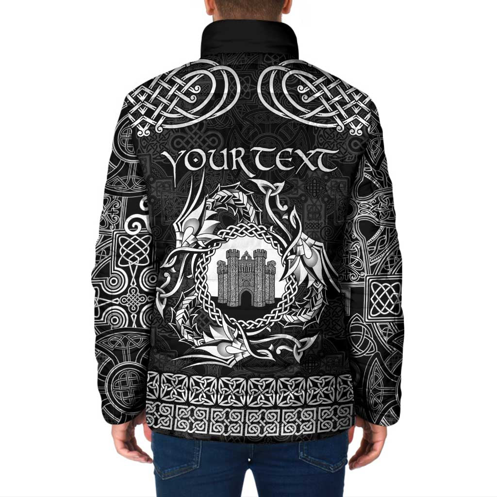 Personalized Denbighshire Sir Ddinbych Padded Jacket Black Gatehouse Denbigh Castle Celtic-inspired - Wonder Print Shop