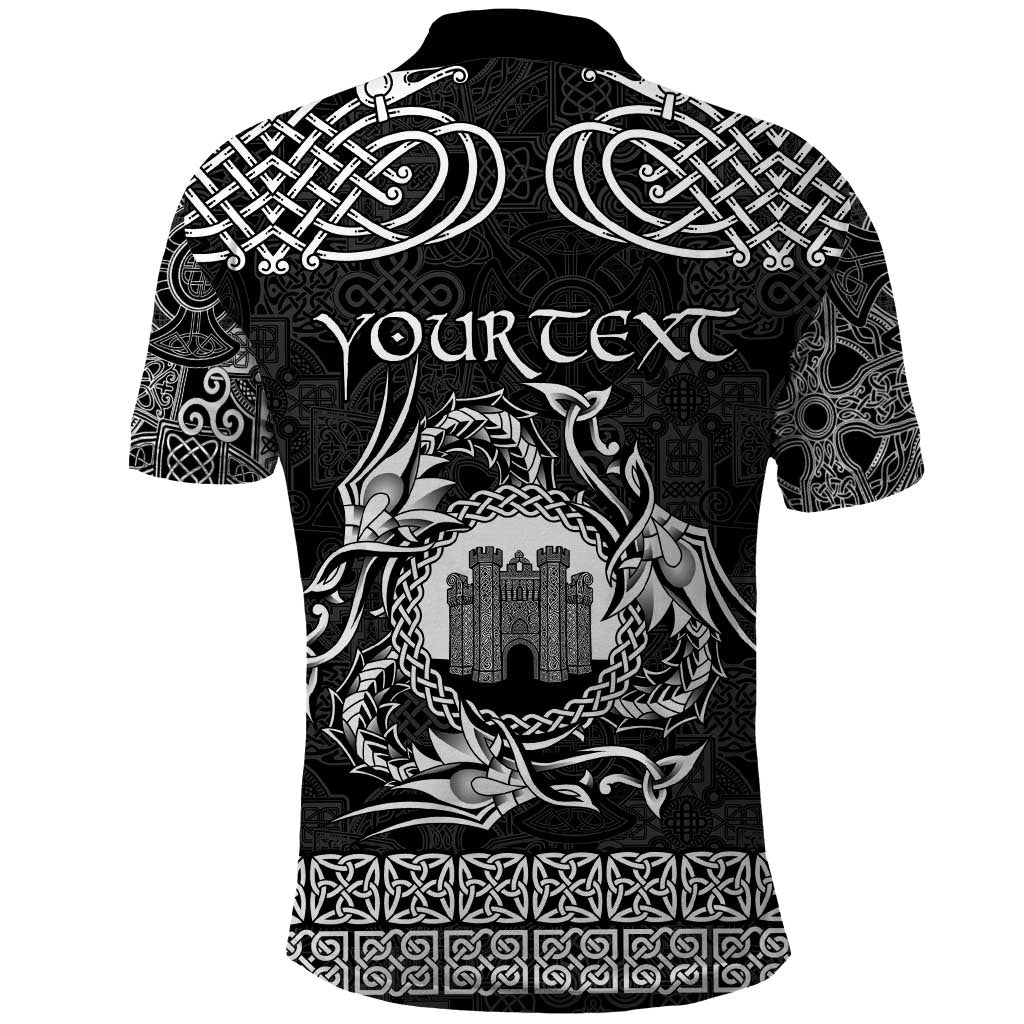 Personalized Denbighshire Sir Ddinbych Polo Shirt Black Gatehouse Denbigh Castle Celtic-inspired - Wonder Print Shop