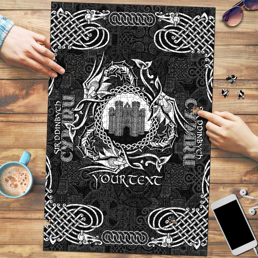 Personalized Denbighshire Sir Ddinbych Puzzle Black Gatehouse Denbigh Castle Celtic-inspired - Wonder Print Shop