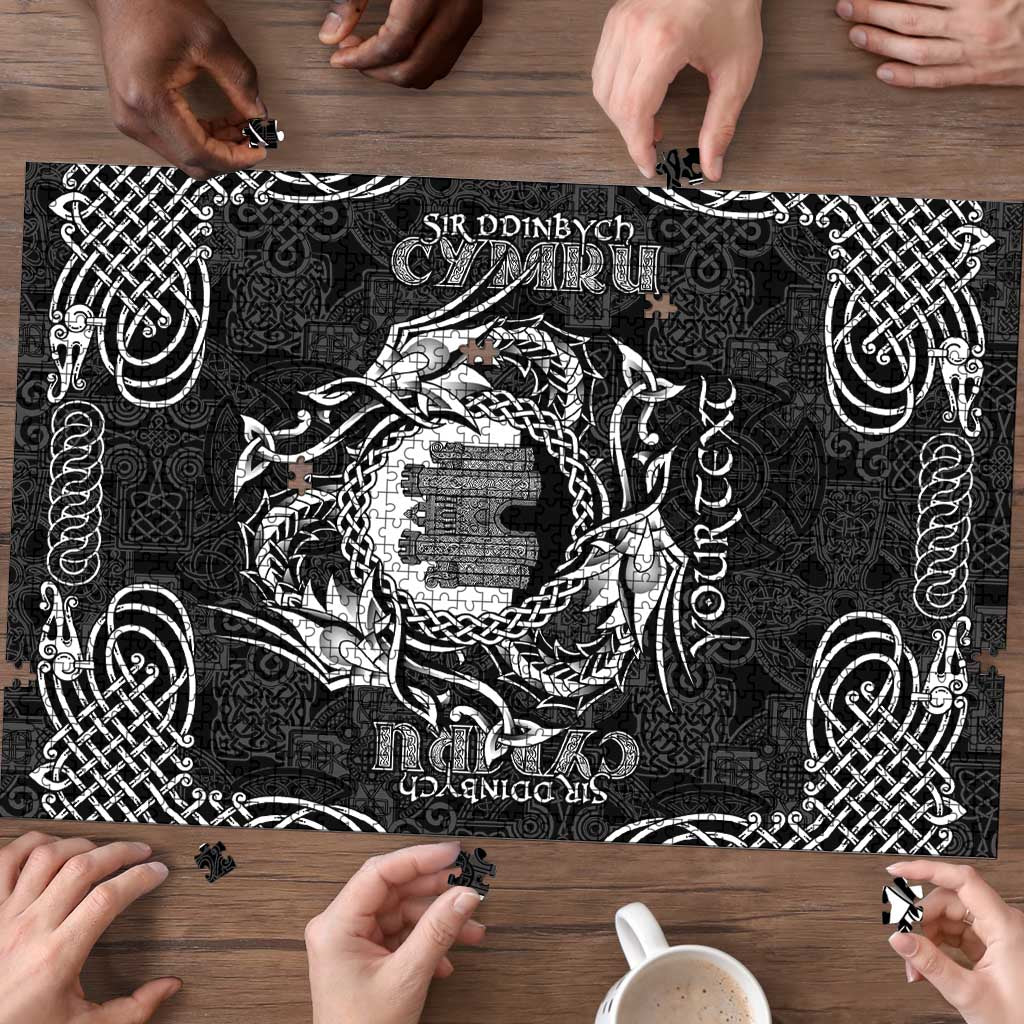 Personalized Denbighshire Sir Ddinbych Puzzle Black Gatehouse Denbigh Castle Celtic-inspired - Wonder Print Shop