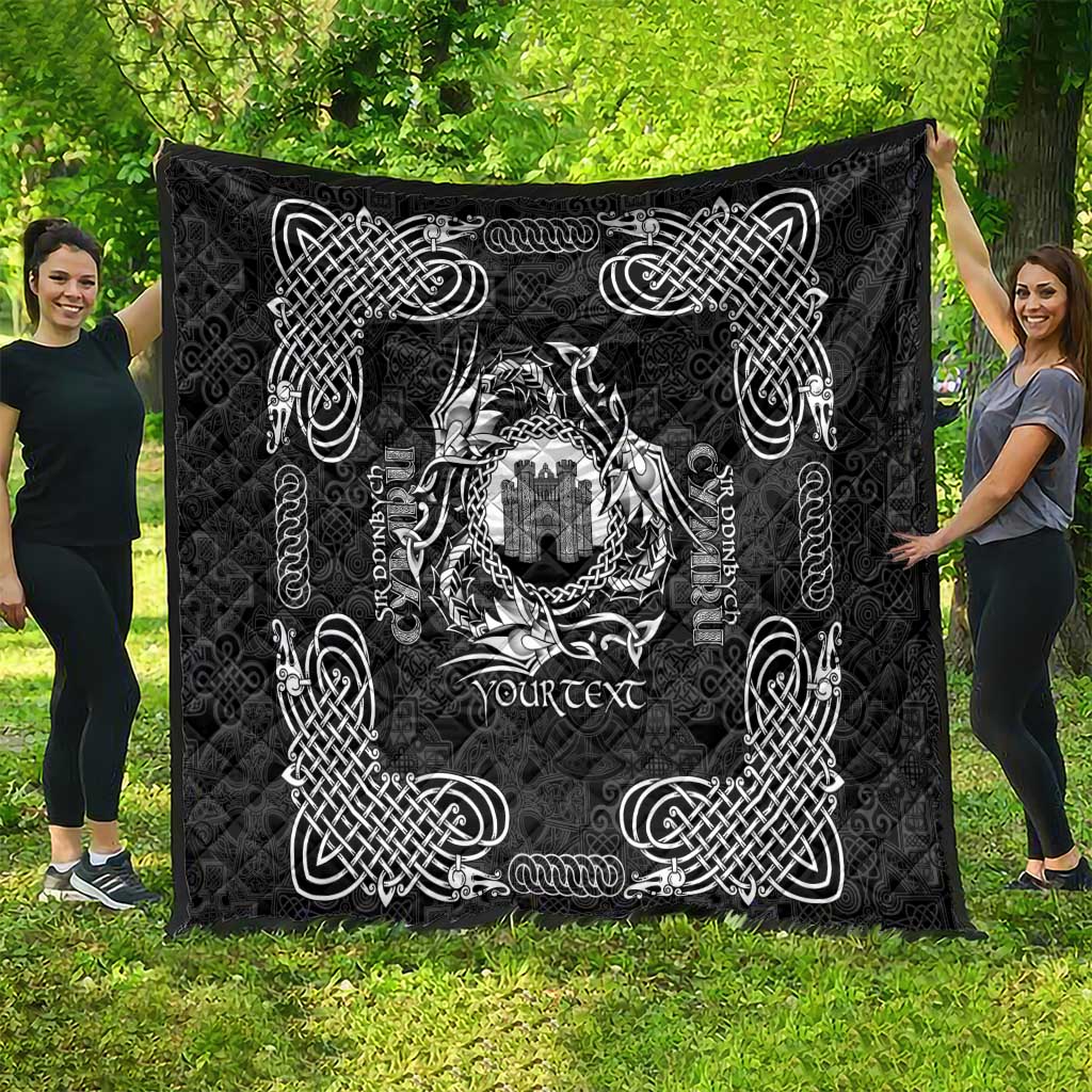 Personalized Denbighshire Sir Ddinbych Quilt Black Gatehouse Denbigh Castle Celtic-inspired - Wonder Print Shop