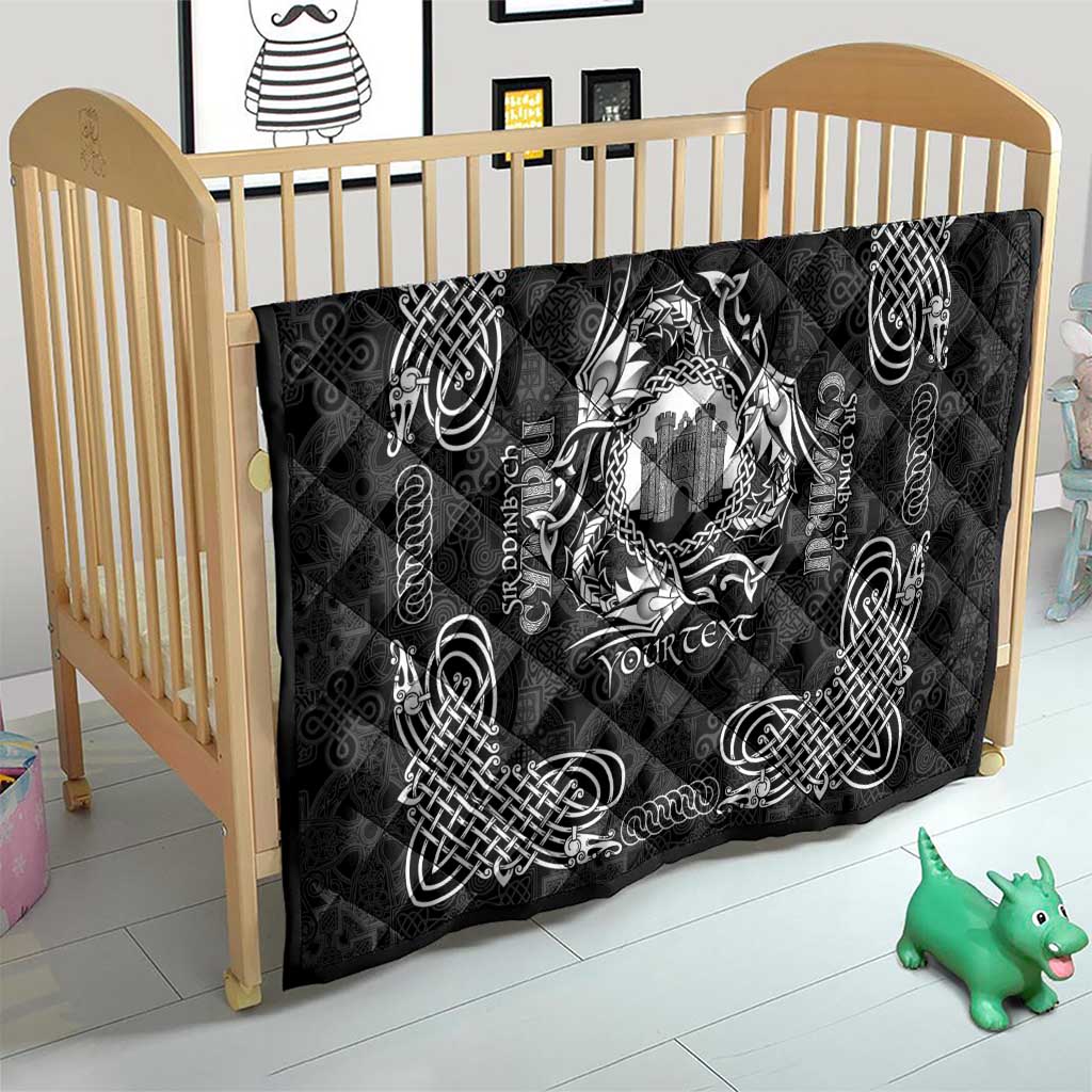 Personalized Denbighshire Sir Ddinbych Quilt Black Gatehouse Denbigh Castle Celtic-inspired - Wonder Print Shop
