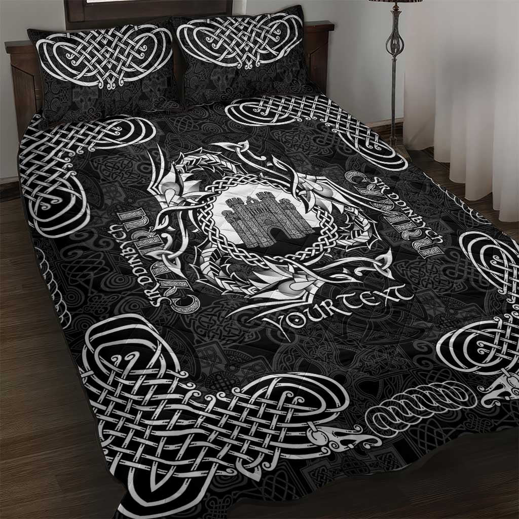 Personalized Denbighshire Sir Ddinbych Quilt Bed Set Black Gatehouse Denbigh Castle Celtic-inspired - Wonder Print Shop