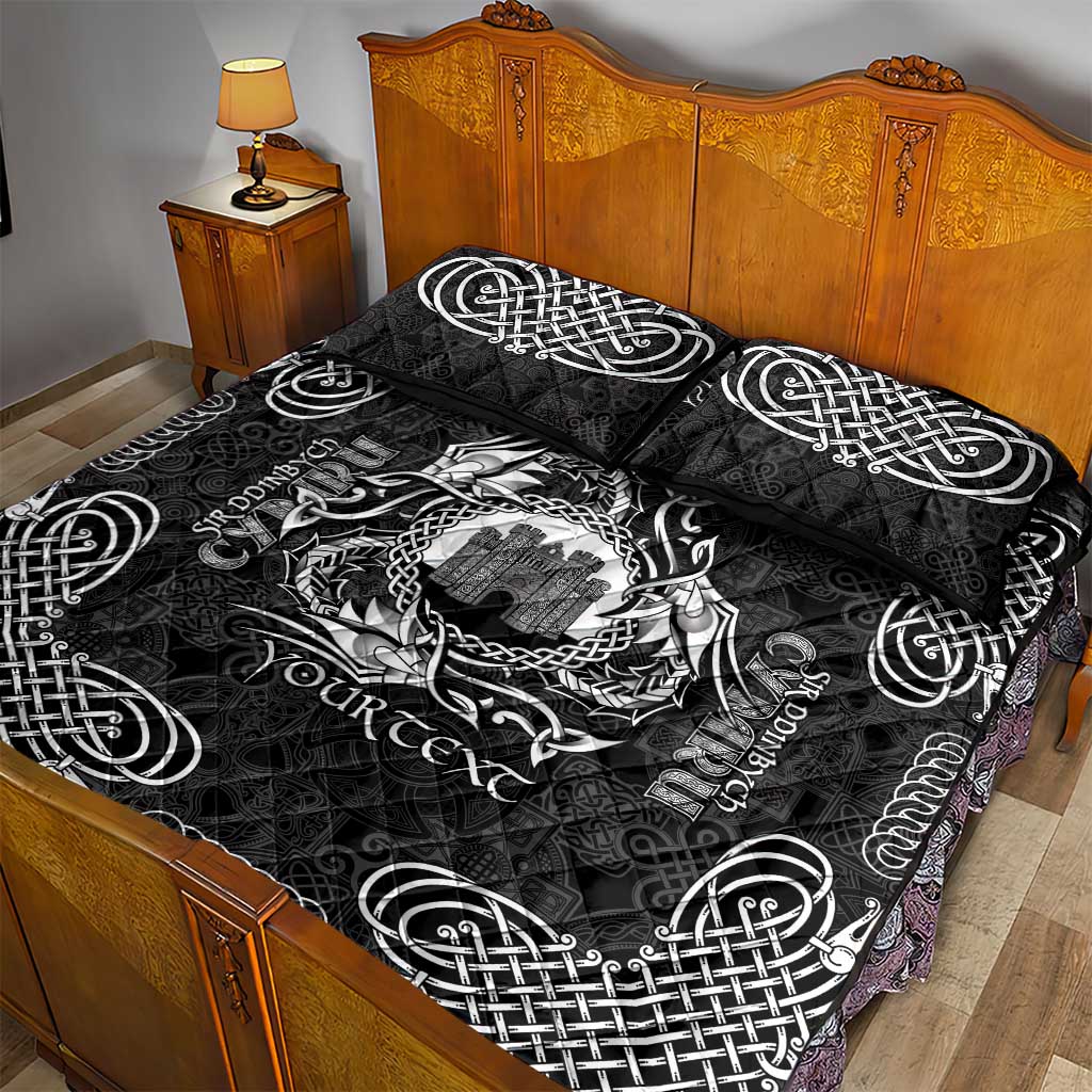Personalized Denbighshire Sir Ddinbych Quilt Bed Set Black Gatehouse Denbigh Castle Celtic-inspired - Wonder Print Shop
